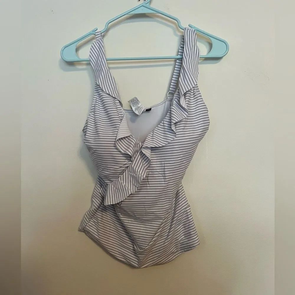 Striped Ruffle Swim Tank